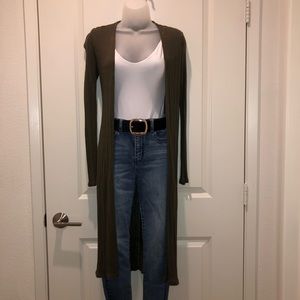Dark Olive Green Knitted Duster